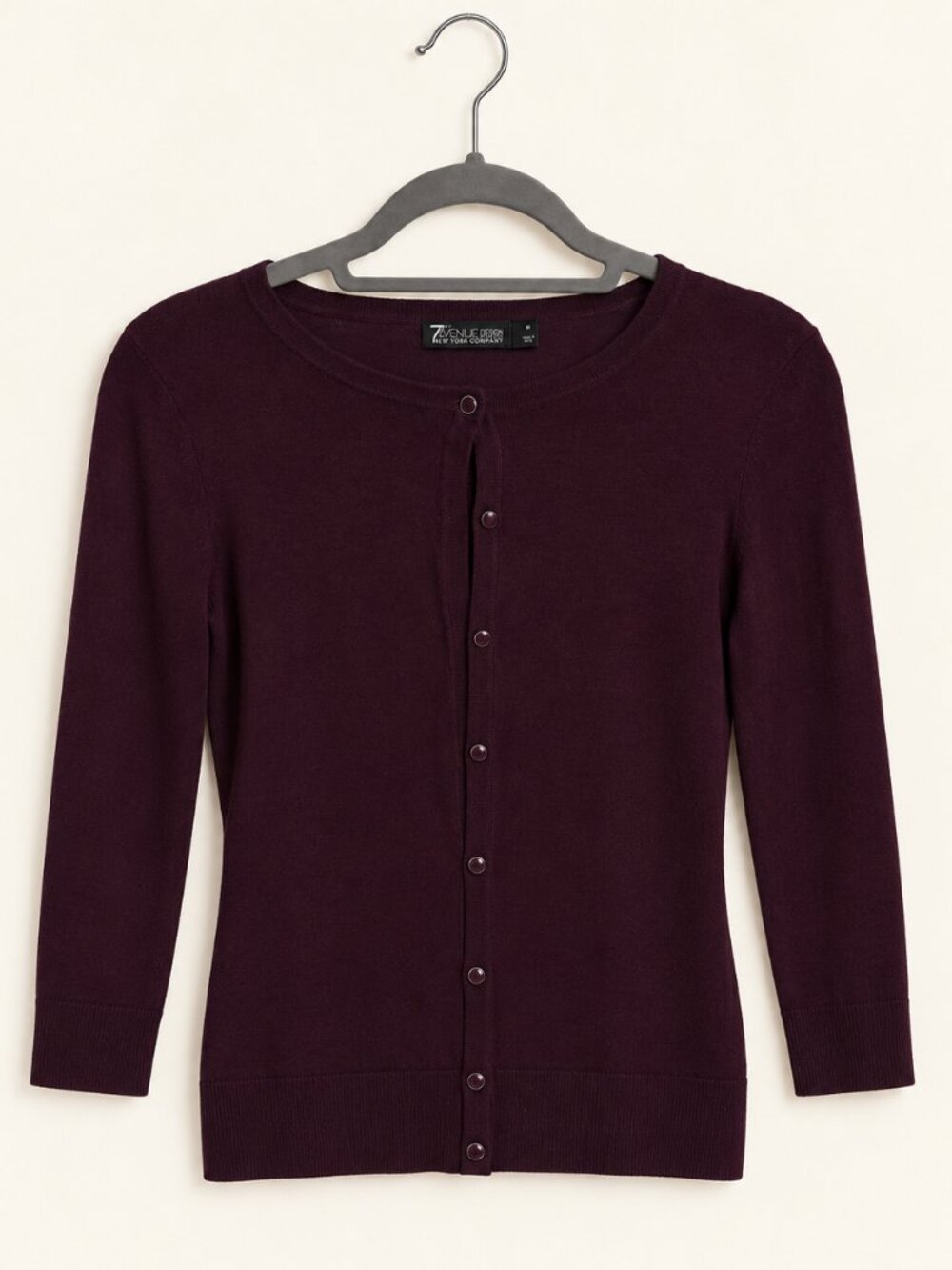 New York & Company 7th Avenue Dark Plum Button Cardigan M